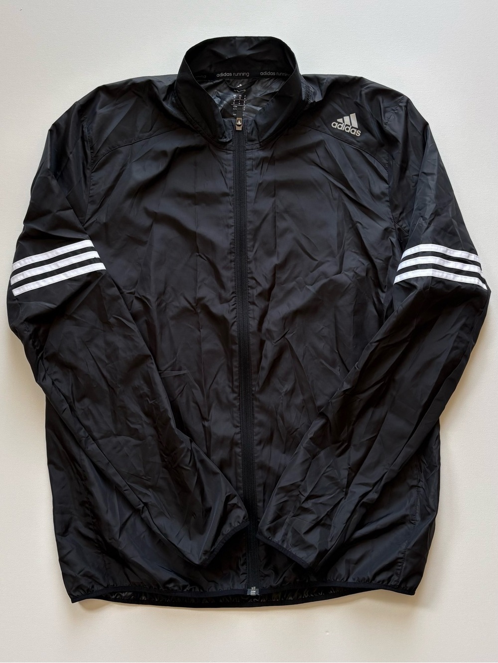 Adidas Men’s Medium Response Running Jacket Windbreaker 3-Stripes Black